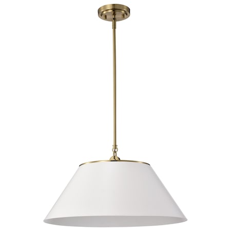 Nuvo Dover 3-Light Large Pendant White with Vintage Brass 60/7415